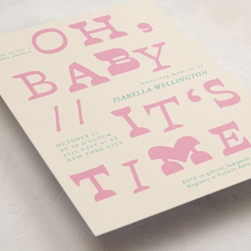 This is a cupcake baby shower invitations with standard by Kartika Paramita called oh baby it's time printing on signature in standard