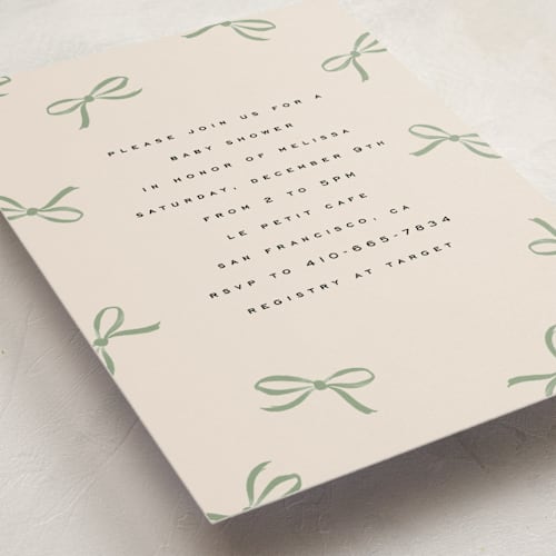 This is a pistachio baby shower invitations with standard by Olivia Kanaley Inman called wrapped up printing on signature in standard