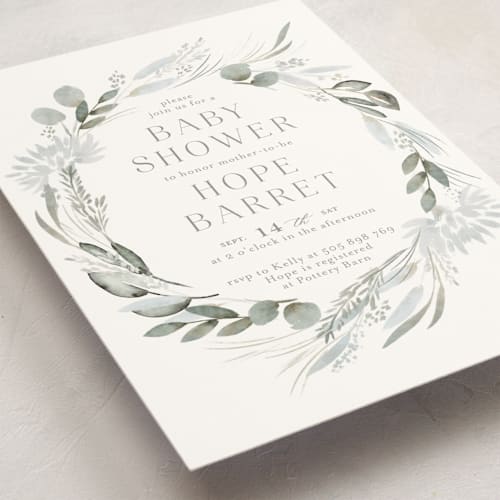 This is a sea glass baby shower invitations with standard by Petra Kern called amorino printing on signature in standard