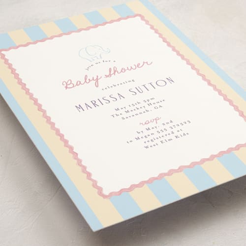 This is a cotton candy baby shower invitations with standard by Tamara Hilje called circus circus printing on signature in standard