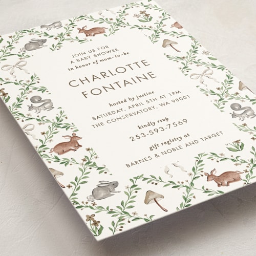This is a mushroom baby shower invitations with standard by Sarah Knight called trellis printing on signature in standard