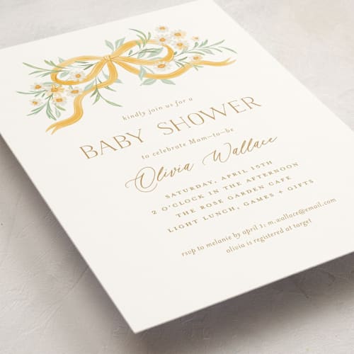 This is a sunflower baby shower invitations with standard by Paper Raven Co. called sweet child printing on signature in standard