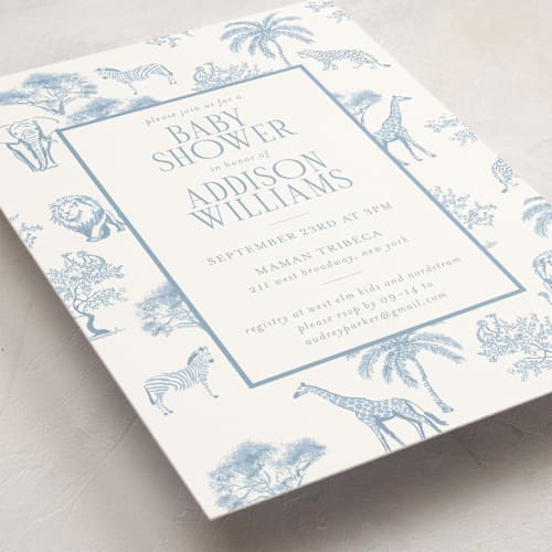 This is a lagoon baby shower invitations with standard by Jenna Holcomb called safari printing on signature in standard