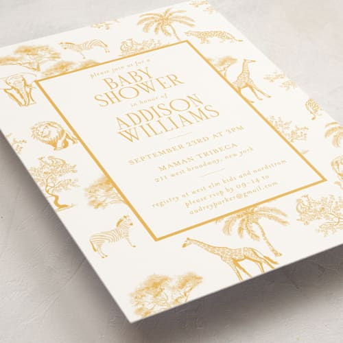 This is a sunshine baby shower invitations with standard by Jenna Holcomb called safari printing on signature in standard
