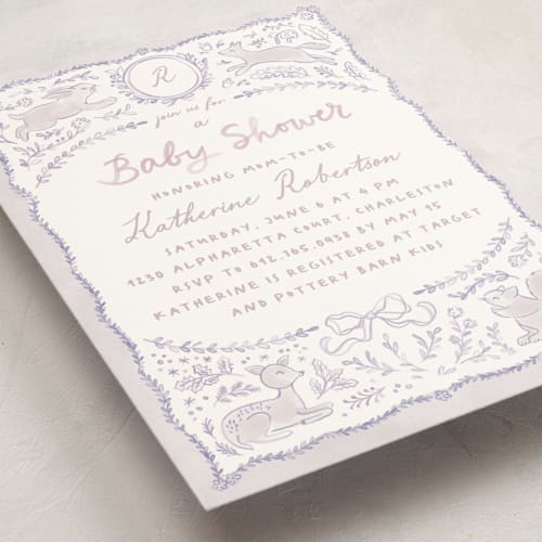This is a acai baby shower invitations with standard by Creo Study called folk woodland printing on signature in standard