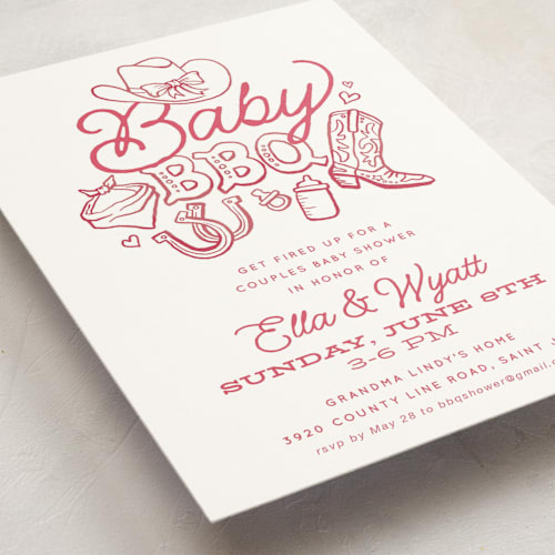 This is a bubblegum baby shower invitations with standard by Jessie Steury called cute country bbq printing on signature in standard