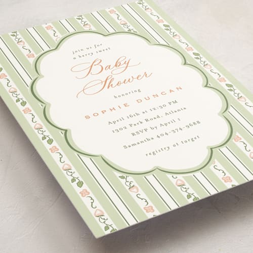 This is a garden baby shower invitations with standard by letterfix called very berry printing on signature in standard