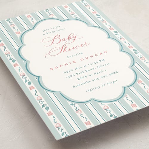 This is a winter baby shower invitations with standard by letterfix called very berry printing on signature in standard