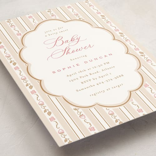 This is a cookie baby shower invitations with standard by letterfix called very berry printing on signature in standard