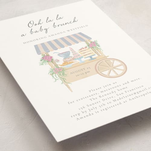 This is a blueberry baby shower invitations with standard by frau brandt called french style printing on signature in standard
