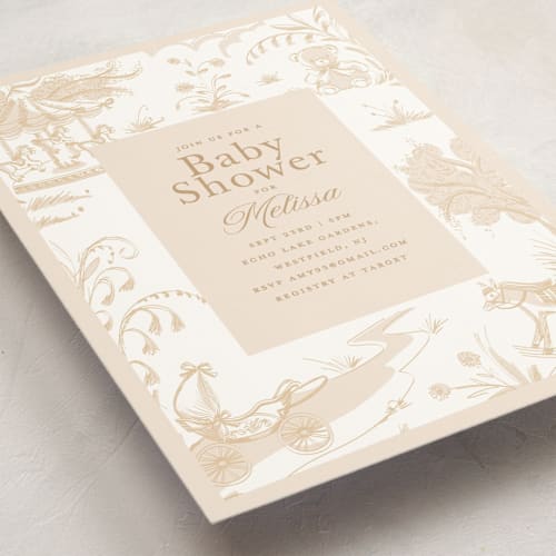 This is a sunshine baby shower invitations with standard by Teju Reval called baby toile printing on signature in standard