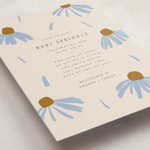 This is a sky baby shower invitations with standard by Aviva Atri called flower sprinkle printing on signature in standard