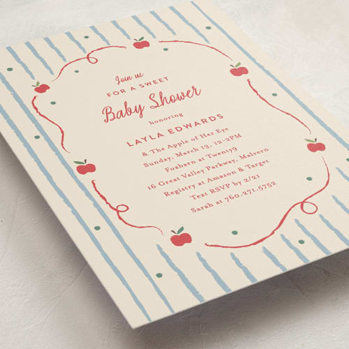This is a picnic baby shower invitations with standard by Carolyn MacLaren called apple of my eye printing on signature in standard