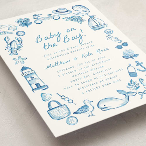 This is a ocean baby shower invitations with standard by Itsy Belle Studio called coastal baby printing on signature in standard