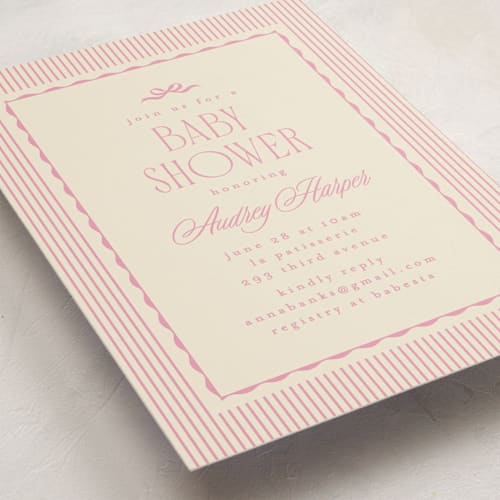 This is a taffy baby shower invitations with standard by Kristie Kern called la patisserie printing on signature in standard