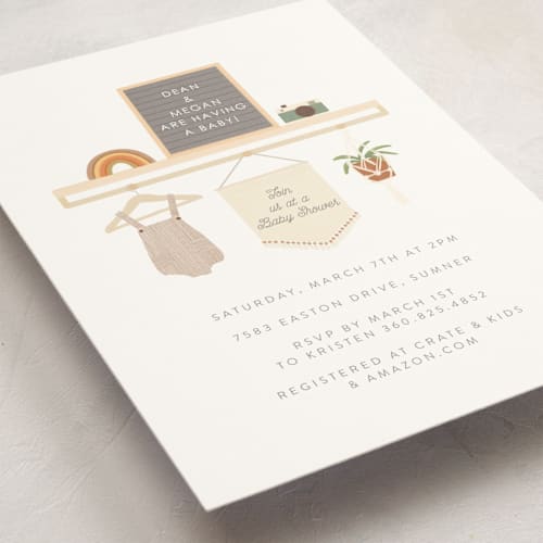 This is a terracotta baby shower invitations with standard by Itsy Belle Studio called scandi boho printing on signature in standard