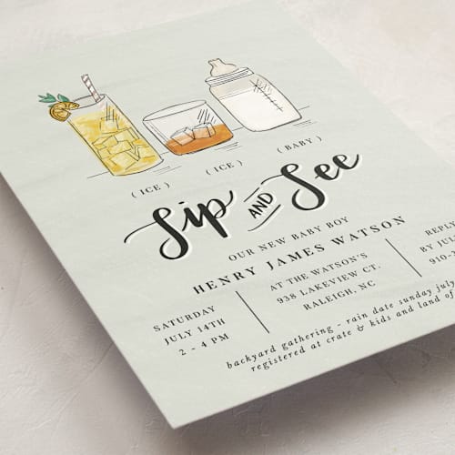 This is a pool baby shower invitations with standard by Corie Page called ice ice baby printing on signature in standard
