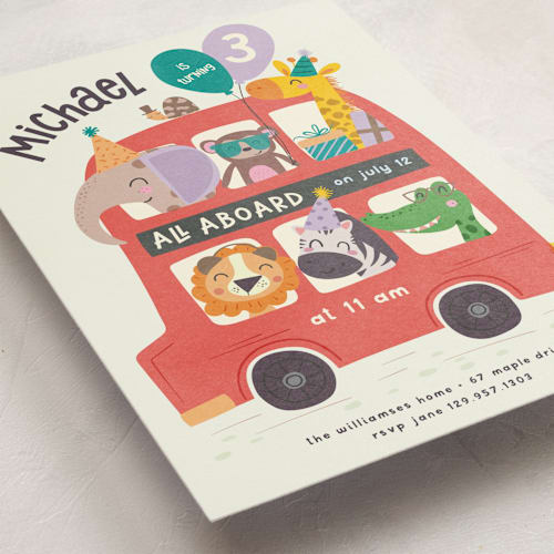 This is a rust kids birthday invitations with standard by Vera Lim called come aboard printing on signature in standard