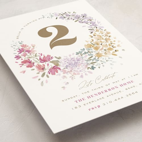 This is a confetti kids birthday invitations with standard by Leah Bisch called garden party printing on signature in standard