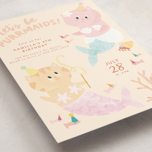 This is a melon kids birthday invitations with standard by Haley Warner called merkitty printing on signature in standard