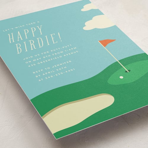 This is a emerald kids birthday invitations with standard by Ellen Schlegelmilch called happy birdie printing on signature in standard