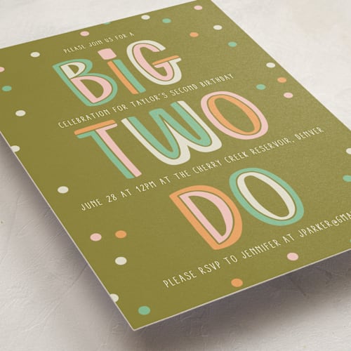 This is a meadow kids birthday invitations with standard by Jenna Holcomb called two do printing on signature in standard