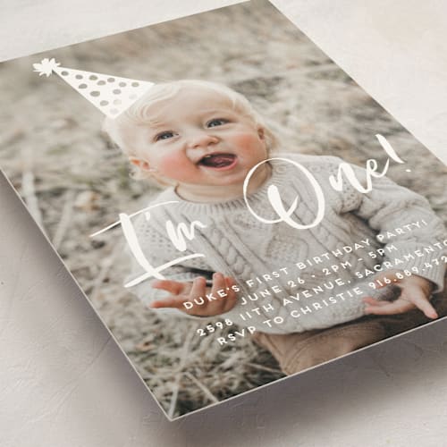 This is a sugar kids birthday invitations with standard by Christie Garcia called hats off printing on signature in standard