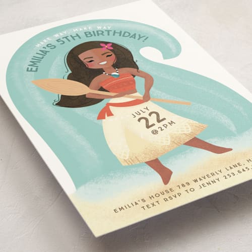 This is a shell kids birthday invitations with standard by Itsy Belle Studio called disney's moana make way, make way printing on signature in standard