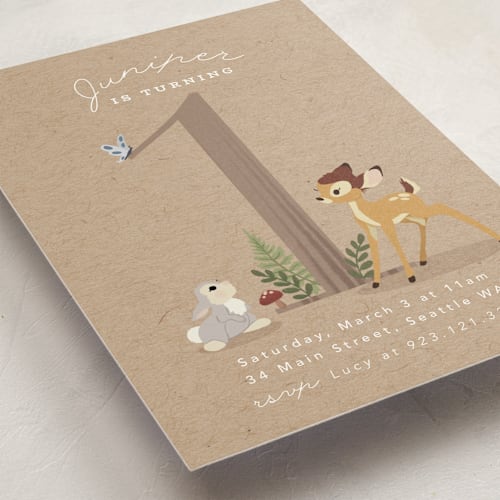 This is a fawn kids birthday invitations with standard by Hudson meet Rose called disney's bambi our deerest printing on signature in standard