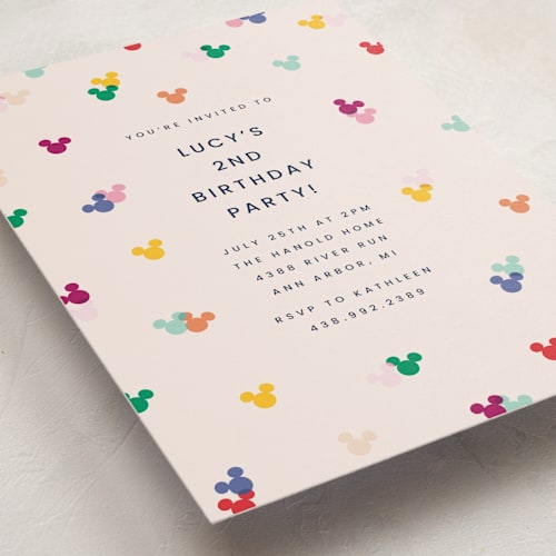 This is a bold kids birthday invitations with standard by Ellen Schlegelmilch called disney's mickey confetti printing on signature in standard