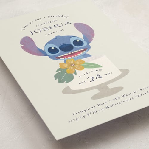 This is a coconut kids birthday invitations with standard by Griffinbell Paper Co. called disney keiki cake printing on signature in standard