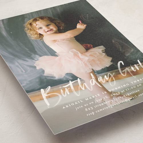 This is a cloud kids birthday invitations with standard by Simona Camp called typography clouds printing on signature in standard