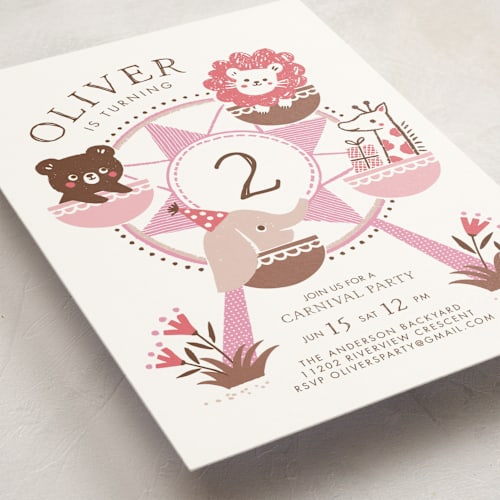 This is a candy kids birthday invitations with standard by Vivian Yiwing called little carnival printing on signature in standard