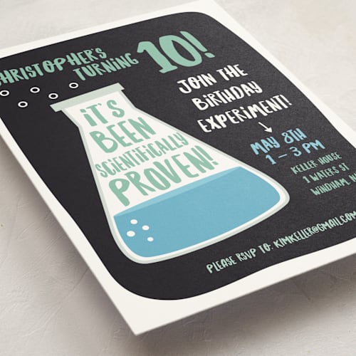 This is a ice kids birthday invitations with standard by Tennie and Co. called scientifically proven printing on signature in standard