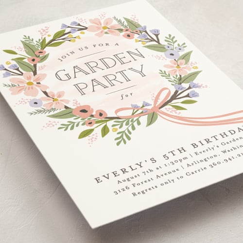 This is a rose kids birthday invitations with standard by Karidy Walker called floral crown printing on signature in standard