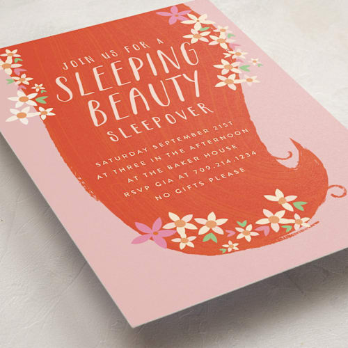 This is a melon kids birthday invitations with standard by Lori Wemple called sleeping beauty printing on signature in standard