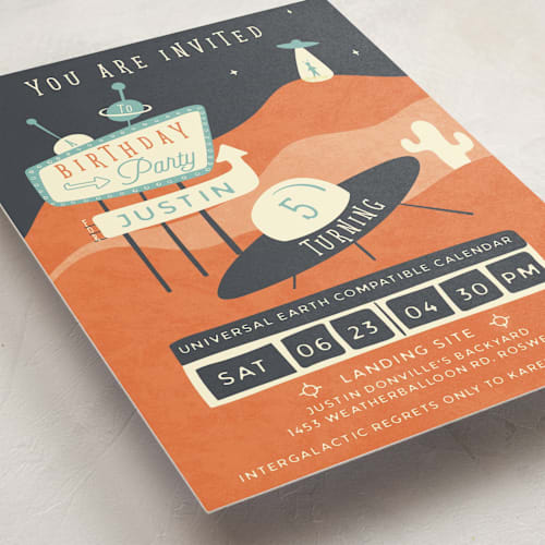 This is a dessert kids birthday invitations with standard by Gwen Bedat called roswell printing on signature in standard