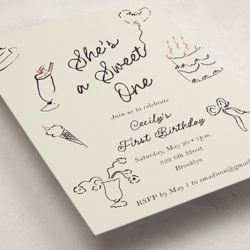 This is a licorice kids birthday invitations with standard by Sarah Rosenthal called sweets & treats printing on signature in standard