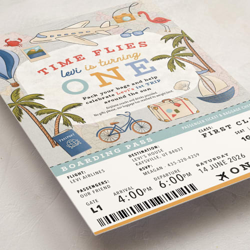 This is a aqua kids birthday invitations with standard by Meagan Griffin called first class - birthday printing on signature in standard