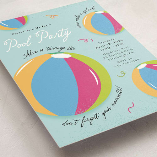 This is a fruit punch kids birthday invitations with standard by Sarah Hawkins Designs called make a splash! printing on signature in standard