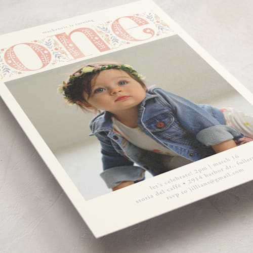 This is a candy kids birthday invitations with standard by Ana de Sousa called big one printing on signature in standard