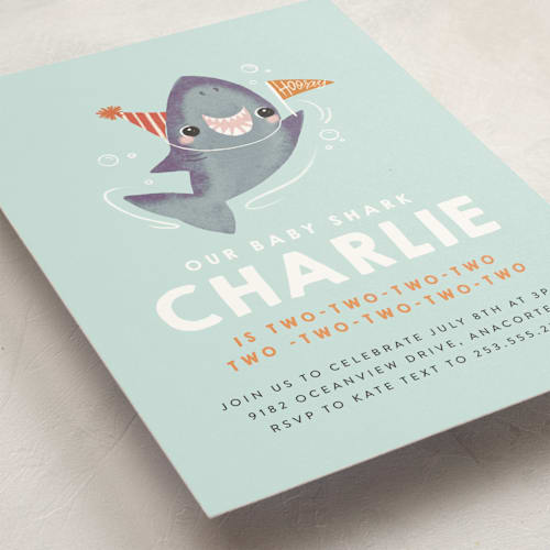 This is a ocean kids birthday invitations with standard by Itsy Belle Studio called snappy birthday printing on signature in standard