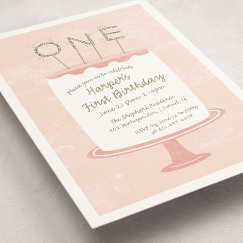 This is a cotton candy kids birthday invitations with standard by Sarah Brown called frosting printing on signature in standard