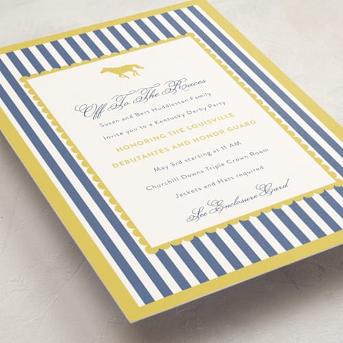 This is a italy debutante party invitations with standard by Ashlee Townsend called derby party printing on signature in standard