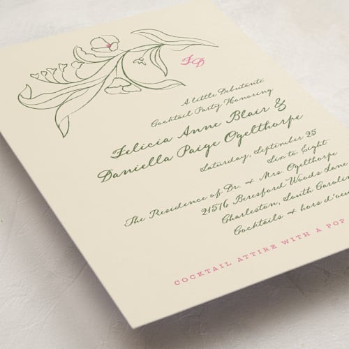 This is a razzsmash debutante party invitations with standard by Kamala Nahas called arched wildflowers printing on signature in standard