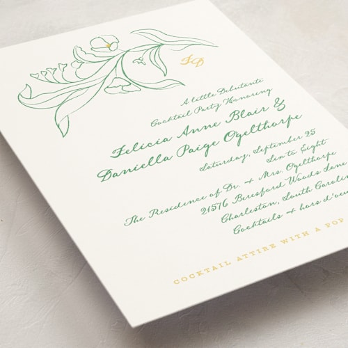 This is a limoncello debutante party invitations with standard by Kamala Nahas called arched wildflowers printing on signature in standard