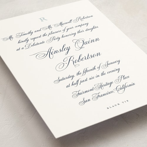 This is a frost debutante party invitations with standard by Jenna Holcomb called formal printing on signature in standard