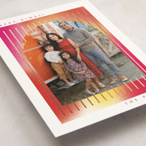 This is a azalea diwali cards with foil pressed by Baumbirdy called diwali stripes printing on signature in standard