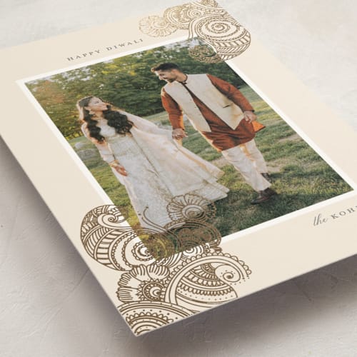 This is a chand diwali cards with foil pressed by Sejal Banker called henna dreams printing on signature in standard