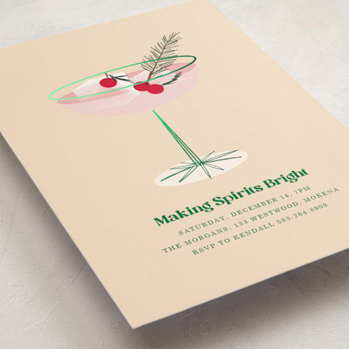 This is a champagne holiday party invitations with foil pressed by Baumbirdy called holiday cocktail printing on signature in standard